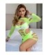 SUBBLIME - 952280 VESTIDO DE REJILLA ELÁSTICO MANGA LARGA VERDE TALLA ÚNICA