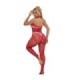 SUBBLIME - 952372 BODYSTOCKING CROTCHLESS DE REJILLA Y ENCAJE CON CUELLO ALTO ROJO TALLA ÚNICA