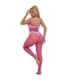 SUBBLIME - 952389 BODYSTOCKING CROTCHLESS DE REJILLA Y ENCAJE CON CUELLO ALTO ROSA TALLA ÚNICA
