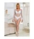 SUBBLIME - 952396 BODYSTOCKING DE REJILLA CON DIAMANTES MANGA LARGA BLANCO TALLA ÚNICA