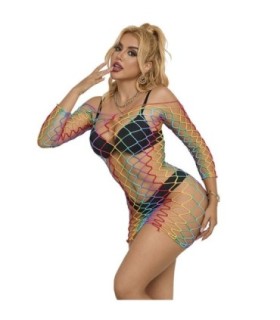 SUBBLIME - 952426 VESTIDO DE REJILLA MANGA LARGA ARCOIRIS TALLA ÚNICA