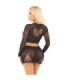 LEG AVENUE - TOP + FALDA DE REJILLA CON BRILLANTES NEGRO