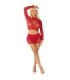 LEG AVENUE - TOP + FALDA DE REJILLA CON BRILLANTES ROJO