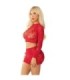 LEG AVENUE - TOP + FALDA DE REJILLA CON BRILLANTES ROJO