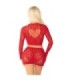 LEG AVENUE - TOP + FALDA DE REJILLA CON BRILLANTES ROJO