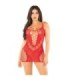 LEG AVENUE - MINIVESTIDO DE REJILLA CON TIRANTES ROJO