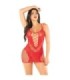 LEG AVENUE - MINIVESTIDO DE REJILLA CON TIRANTES ROJO