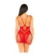 LEG AVENUE - MINIVESTIDO DE REJILLA CON TIRANTES ROJO
