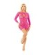 LEG AVENUE - MINIVESTIDO DE REJILLA CON ESTAMPADOS DE CORAZONES ROSA TALLA ÚNICA