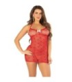 LEG AVENUE - MINIVESTIDO DE REJILLA CON ESTAMPADOS DE CORAZONES ROJO TALLA ÚNICA