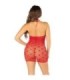 LEG AVENUE - MINIVESTIDO DE REJILLA CON ESTAMPADOS DE CORAZONES ROJO TALLA ÚNICA