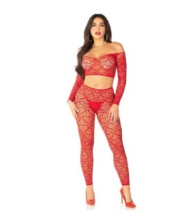 LEG AVENUE - CROP TOP + MEDIAS ROJO TALLA ÚNICA