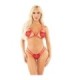 LEG AVENUE - SUJETADOR DE COPA ABIERTA + TANGA DISEÑO DE CORAZÓN ROJO TALLA ÚNICA
