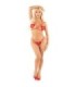 LEG AVENUE - SUJETADOR DE COPA ABIERTA + TANGA DISEÑO DE CORAZÓN ROJO TALLA ÚNICA