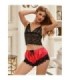 SUBBLIME - 953959 PIJAMA SEXY SATEN Y  ENCAJE NEGRO/ROJO S/M