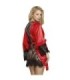SUBBLIME - 954024 CAMISON DE ENCAJE ESPALDA TRANSPARENTE + TANGA ROJO/NEGRO L/XL