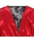 SUBBLIME - 954024 CAMISON DE ENCAJE ESPALDA TRANSPARENTE + TANGA ROJO/NEGRO L/XL