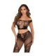 LEG AVENUE - CROP TOP Y LEGGING DE REJILLA CON HOMBROS DESCUBIERTOS NEGRO