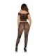 LEG AVENUE - CROP TOP Y LEGGING DE REJILLA CON HOMBROS DESCUBIERTOS NEGRO
