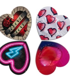 PASANTE - PRESERVATIVO ROJO FORMA CORAZON BOLSA 144 UNIDADES