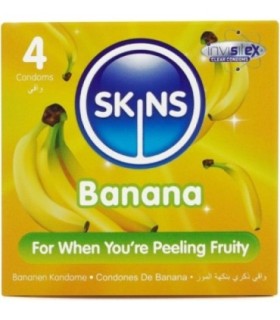SKINS - PRESERVATIVOS PREMIUM SABOR PLÁTANO PACK 4