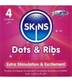 SKINS - DOTS & RIBS PRESERVATIVOS PREMIUM PACK 4