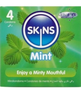 SKINS - PRESERVATIVOS PREMIUM SABOR MENTA PACK 4
