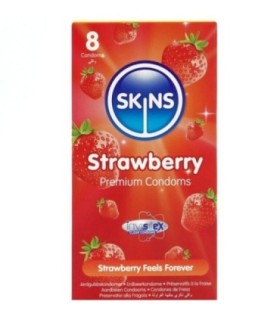 SKINS - PRESERVATIVOS PREMIUM SABOR FRESA PACK 8