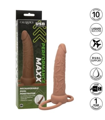CALEXOTICS - PERFORMANCE MAXX DOBLE PENETRADOR RECARGABLE PIEL MORENO
