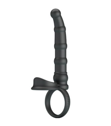 PRETTY LOVE - TATUM ANILLO VIBRADOR PENE CON PLUG 10 VIBRACIONES NEGRO