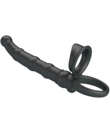 PRETTY LOVE - TATUM ANILLO VIBRADOR PENE CON PLUG 10 VIBRACIONES NEGRO