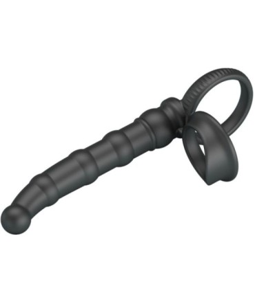 PRETTY LOVE - TATUM ANILLO VIBRADOR PENE CON PLUG 10 VIBRACIONES NEGRO