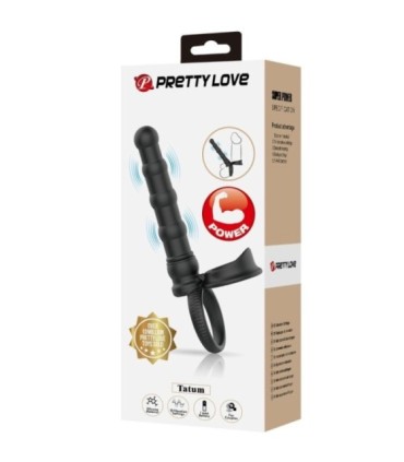 PRETTY LOVE - TATUM ANILLO VIBRADOR PENE CON PLUG 10 VIBRACIONES NEGRO