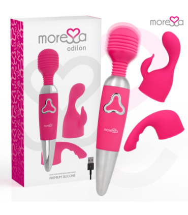 MORESSA - ODILON WAND POTENTE MOTOR MAS DOS CABEZALES PREMIUM SILICONE RECARGABLE