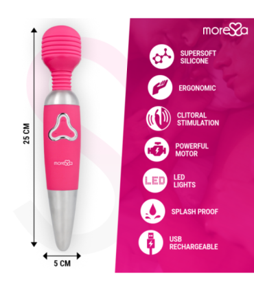 MORESSA - ODILON WAND POTENTE MOTOR MAS DOS CABEZALES PREMIUM SILICONE RECARGABLE