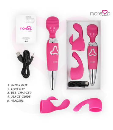 MORESSA - ODILON WAND POTENTE MOTOR MAS DOS CABEZALES PREMIUM SILICONE RECARGABLE