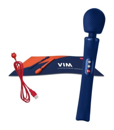 FUN FACTORY - VIM WAND RUMBLE VIBRADOR RECARGABLE SILICONA AZUL MEDIANOCHE