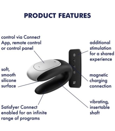 SATISFYER - DOUBLE FUN PARTNER VIBRADOR NEGRO