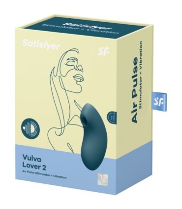 SATISFYER - VULVA LOVER 2 ESTIMULADOR Y VIBRADOR AZUL