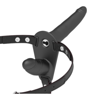 FETISH SUBMISSIVE HARNESS - DOBLE PENETRACIÓN VIBRADOR NEGRO
