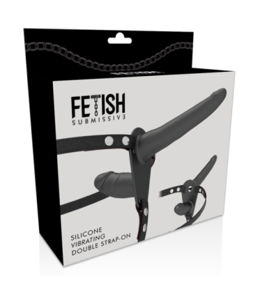 FETISH SUBMISSIVE HARNESS - DOBLE PENETRACIÓN VIBRADOR NEGRO