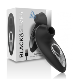 BLACK&SILVER - DRAKE DELUXE SUCKING VIBE SILICONA RECARGABLE NEGRO