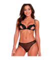 PASSION - INTIMARI SET SUJETADOR + BRAGAS NEGRO L/XL