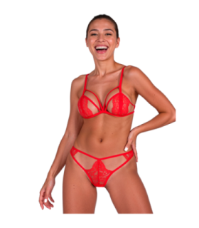 PASSION - ANUVERA SET SUJETADOR + TANGA ROJO S/M
