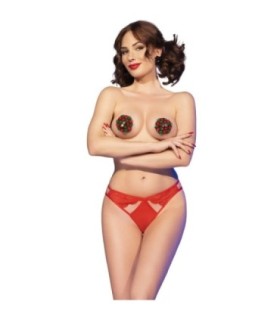 CHILIROSE - CR 4839 SET NAVIDEÑO PEZONERAS + PANTIES ROJO L/XL