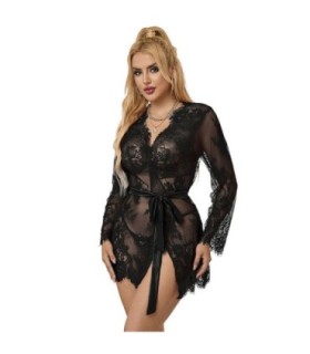 SUBBLIME - 953751 CAMISÓN DE ENCAJE + TANGA NEGRO S/M