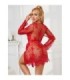 SUBBLIME - 953782 CAMISÓN DE ENCAJE + TANGA ROJO L/XL