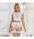 SUBBLIME - 954048 SUJETADOR + PANTIES CON LIGUERO BLANCO L/XL