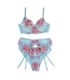 SUBBLIME - 954109 SUJETADOR + PANTIES CON LIGUERO DISEÑO FLORAL AZUL S/M
