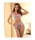 SUBBLIME - 954116 SUJETADOR + PANTIES CON LIGUERO DISEÑO FLORAL AZUL L/XL